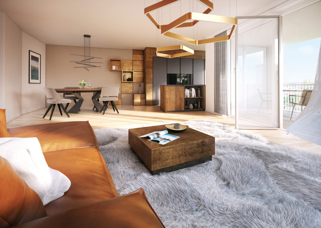 3D-interior-Visualisierung mit modernen Möbeln