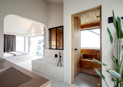 Professionelle Architektur-Foto-Innenaufnahme eines Badezimmers