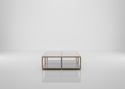 Nr. 1 einer 3D-Produktvisualisierung des modularen Möbelsystems – Beispiel-Konfiguration eines Tischs