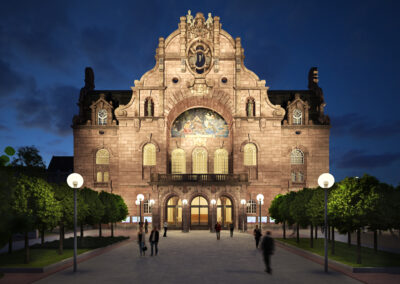 3D-Interior-Architektur-Visualisierung des Nürnberger Opernhauses frontal