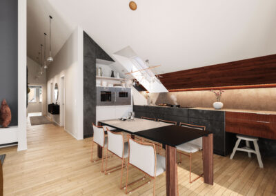3D-Interior-Architektur-Visualisierung einer Küche